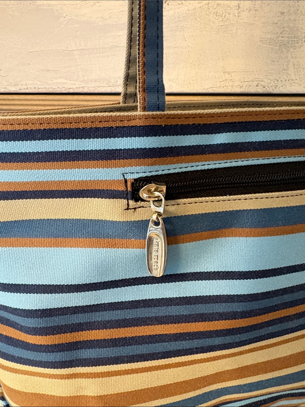 kate spade Vintage Striped Canvas Tote in Blue and Tan NNT - Picture 5 of 15